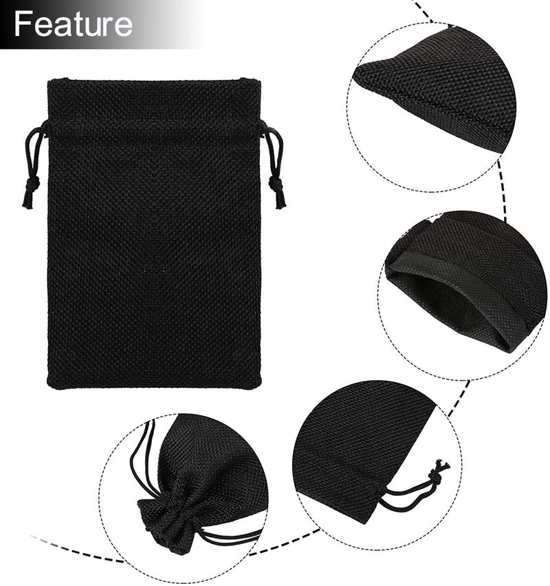 Bezall 50Pcs Black Burlap Bags 5x7, Drawstring Linen Jewelry Gift Bags Jute Sacks Halloween Candy Pouch Wedding Party Favor Bags - Image 3